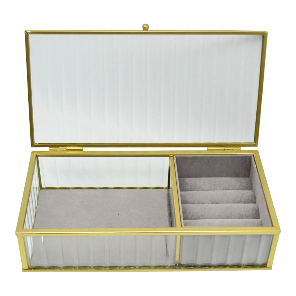 Κουτί αποθήκευσης κοσμημάτων  από γυαλί σε χρώμα χρυσό 20x10x5