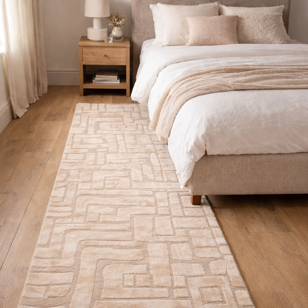 Χαλί  διάδρομος  αντιολισθητικός από ύφασμα σε χρώμα μπεζ/καφέ 70x150