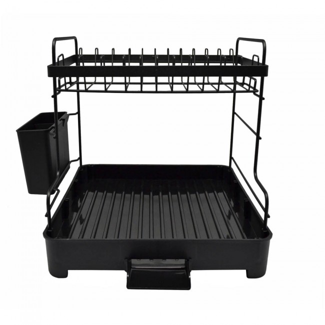 Πιατοθήκη διώροφη από μέταλλο σε μαύρο χρώμα 30x32x30,5