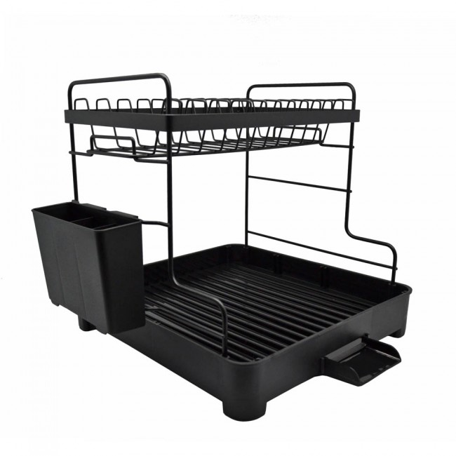 Πιατοθήκη διώροφη από μέταλλο σε μαύρο χρώμα 30x32x30,5