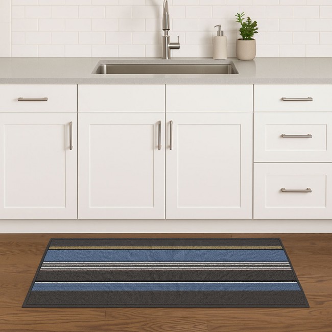 Διάδρομος αντιολισθητικός από ύφασμα σε γκρι/μπλε 70x140