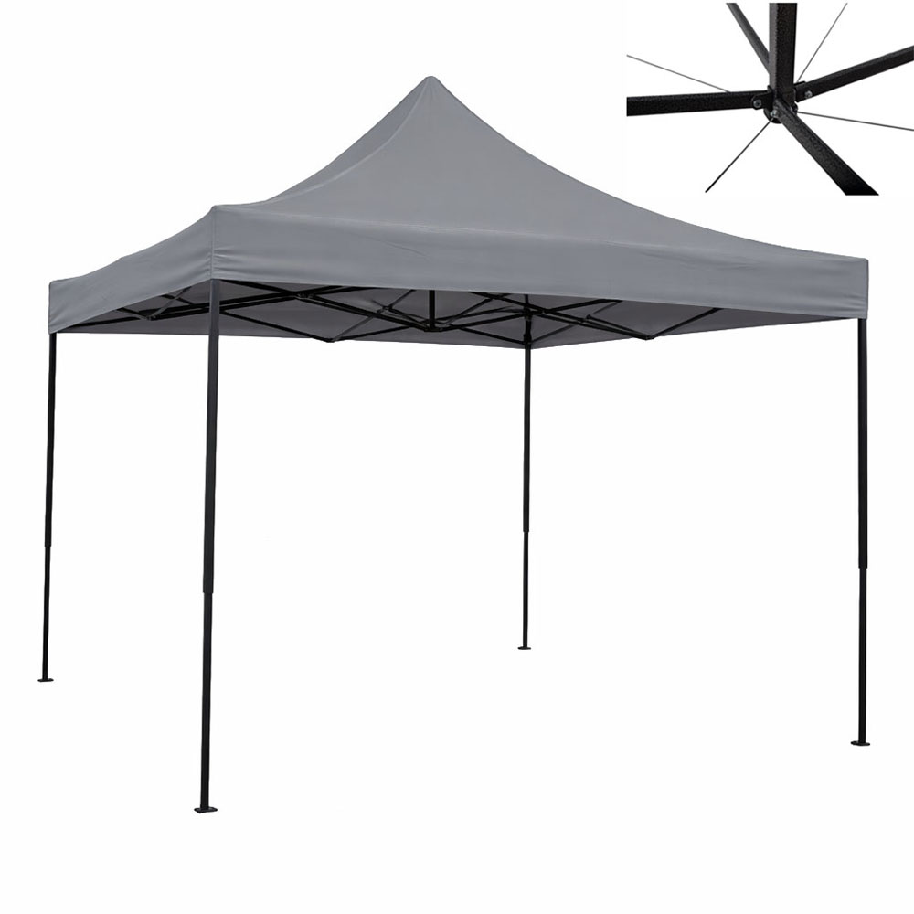 Κιόσκι πτυσσόμενο με μεταλλικό σκελετό σε γκρι χρώμα 3x3x3,2