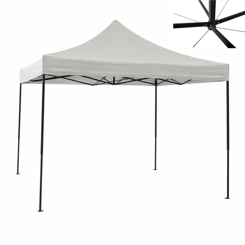 Κιόσκι πτυσσόμενο με μεταλλικό σκελετό σε εκρου χρώμα 3x3x3,2