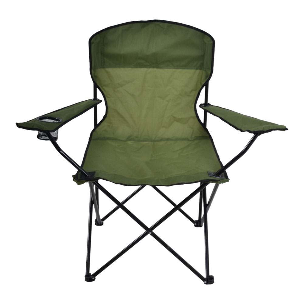 Πολυθρόνα παραλίας-camping βαρέως τύπου πτυσσόμενη από μέταλλο/ύφασμα σε λαδί χρώμα 93x55x94