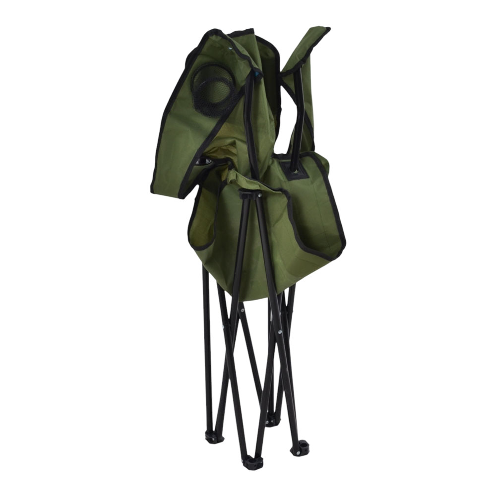 Πολυθρόνα παραλίας-camping βαρέως τύπου πτυσσόμενη από μέταλλο/ύφασμα σε λαδί χρώμα 93x55x94