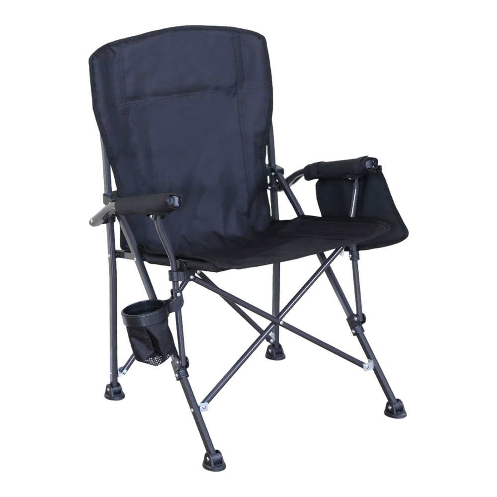 Καρέκλα camping βαρέως τύπου πτυσσόμενη σε μαύρο χρώμα 54x44x91