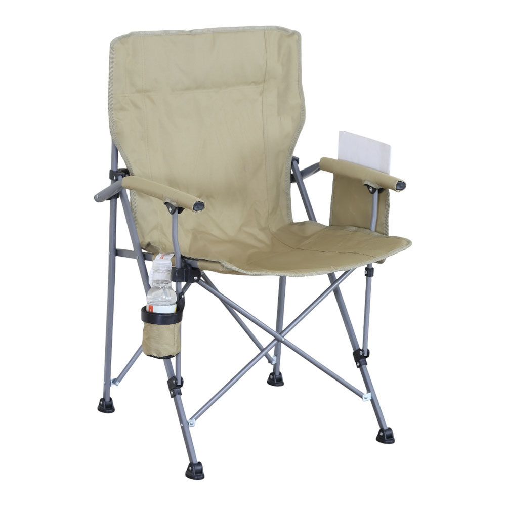 Καρέκλα camping βαρέως τύπου πτυσσόμενη σε μπεζ χρώμα 54x44x91