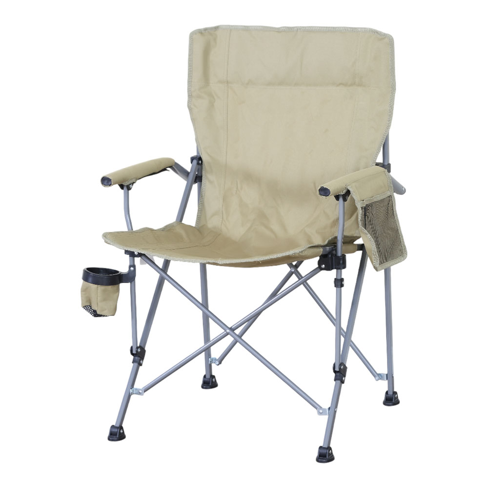 Καρέκλα camping βαρέως τύπου πτυσσόμενη σε μπεζ χρώμα 54x44x91