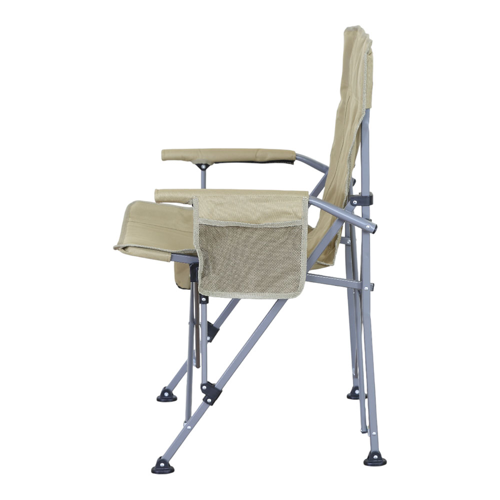 Καρέκλα camping βαρέως τύπου πτυσσόμενη σε μπεζ χρώμα 54x44x91