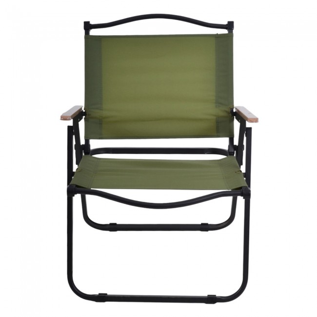 Πολυθρόνα πτυσσόμενη από μέταλλο/ύφασμα σε μαύρο/λαδί χρώμα 53x52x74