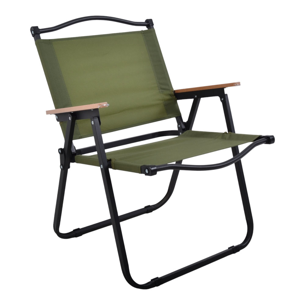 Πολυθρόνα πτυσσόμενη από μέταλλο/ύφασμα σε μαύρο/λαδί χρώμα 53x52x74