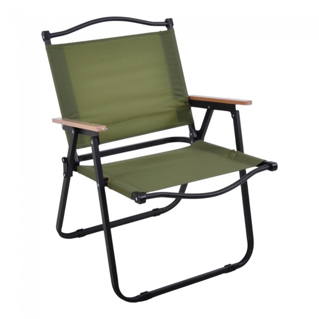 Πολυθρόνα πτυσσόμενη από μέταλλο/ύφασμα σε μαύρο/λαδί χρώμα 53x52x74