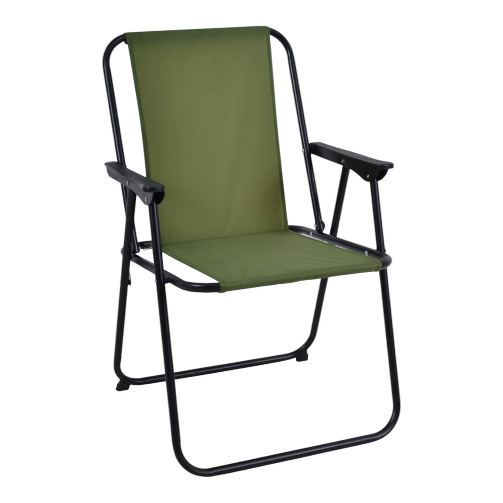 Πολυθρόνα πτυσσόμενη από μέταλλο/ύφασμα σε λαδί χρώμα 53x58x75