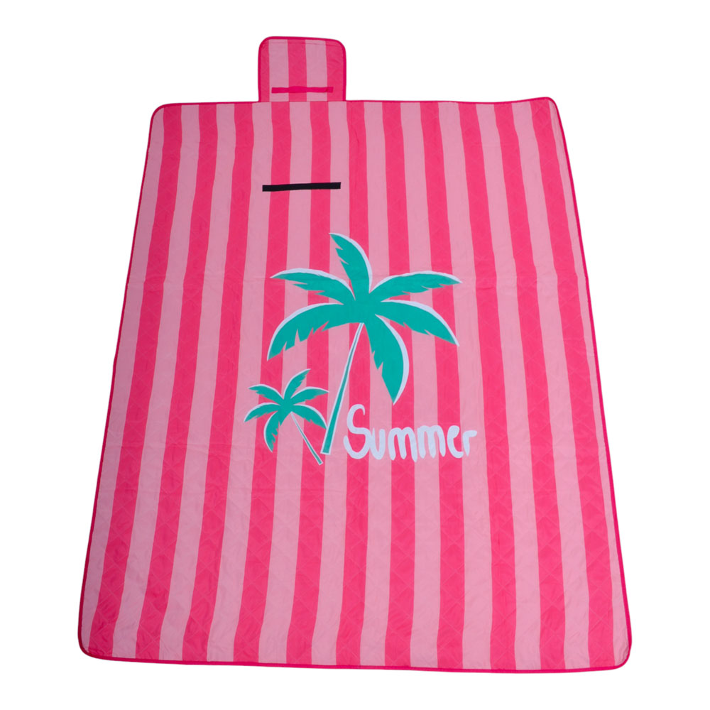 Πετσέτα ψάθα από ύφασμα σε ροζ χρώμα με αδιάβροχη βάση 130x70