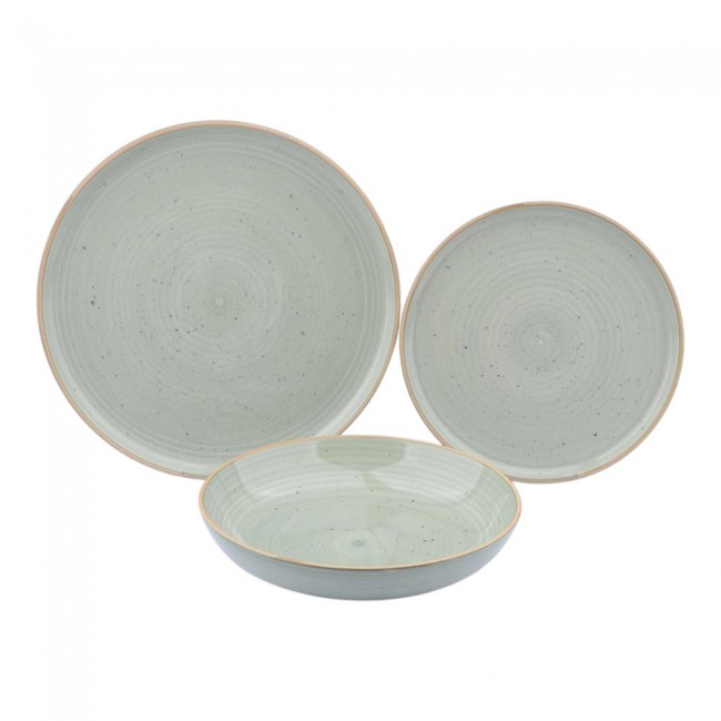 Σερβίτσιο πιάτων 18τμχ "STONEWARE" απο κεραμικό σε μέντα χρώμα