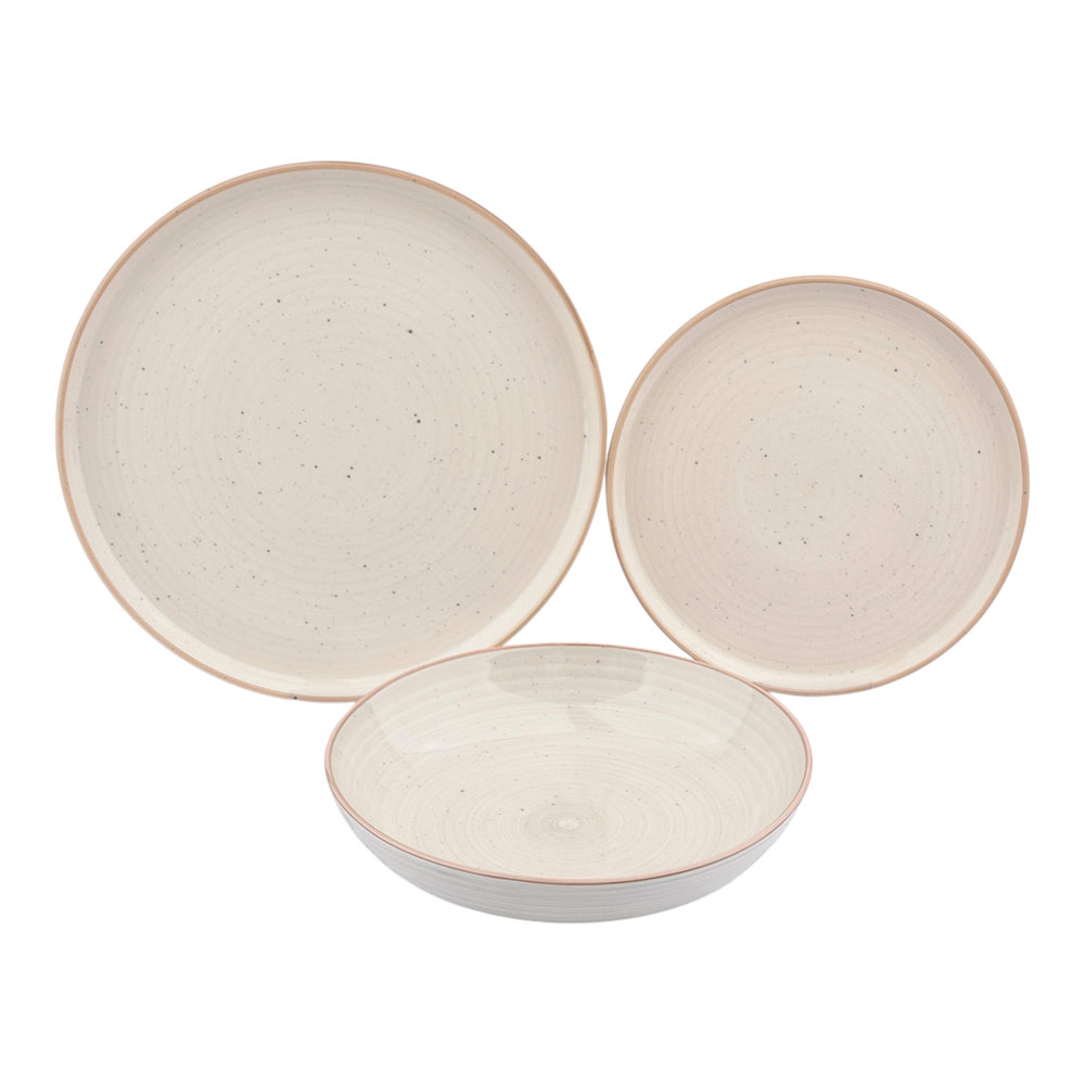 Σερβίτσιο πιάτων 18τμχ "STONEWARE" απο κεραμικό σε μπεζ χρώμα