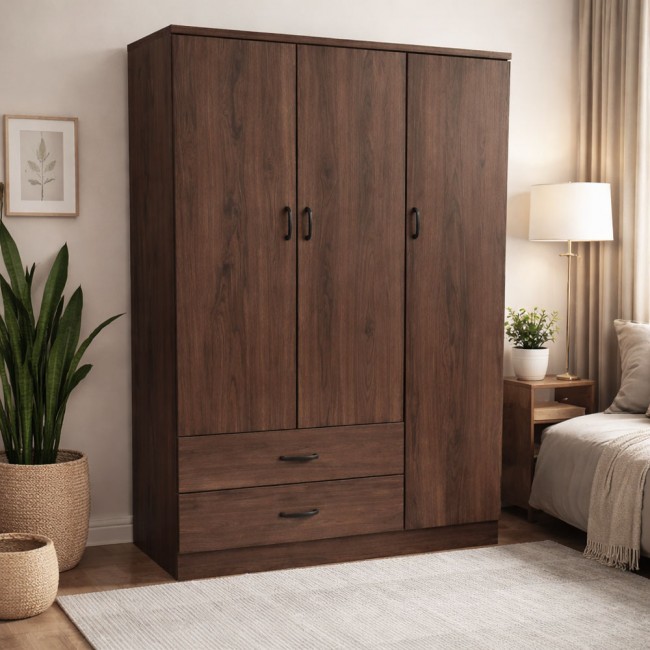 Ντουλάπα τρίφυλλη σε καρυδί χρώμα 120x52x190