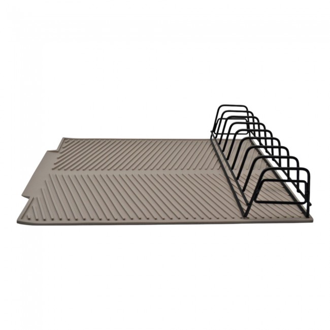 Πιατοθήκη από μέταλλο/σιλικόνη σε χρώμα taupe 42x33x8