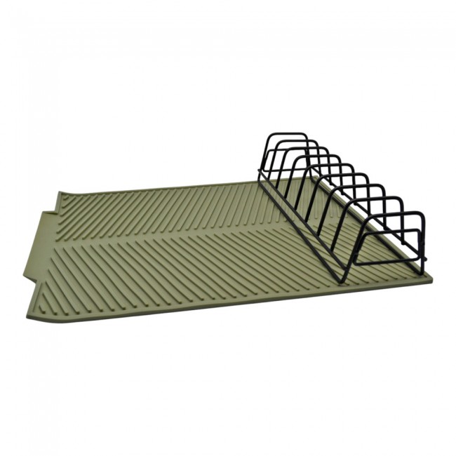 Πιατοθήκη από μέταλλο/σιλικόνη σε χρώμα λαδί 42x33x8