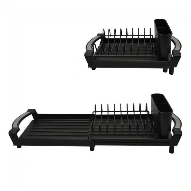 Πιατοθήκη πλαστική επεκτεινόμενη σε μαύρο χρώμα 30-49,2x19,6x12,5