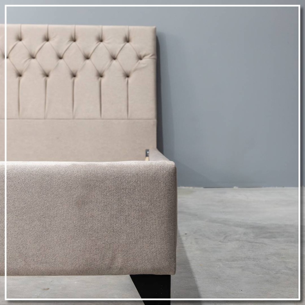 Κρεβάτι διπλό "NAPOLI" από ύφασμα σε χρώμα εκρού 160x200x120