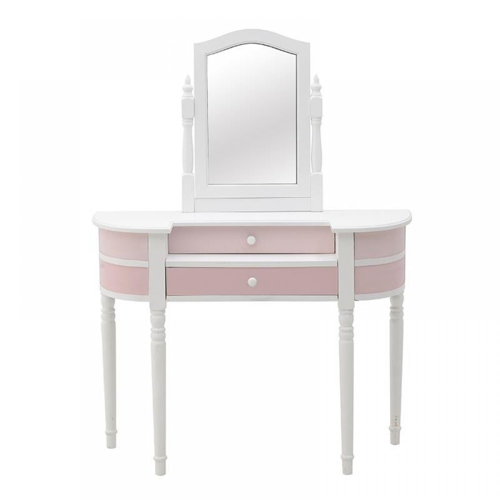 Τουαλέτα "INART" με καθρέπτη σε χρώμα ροζ-λευκό 105x40x139