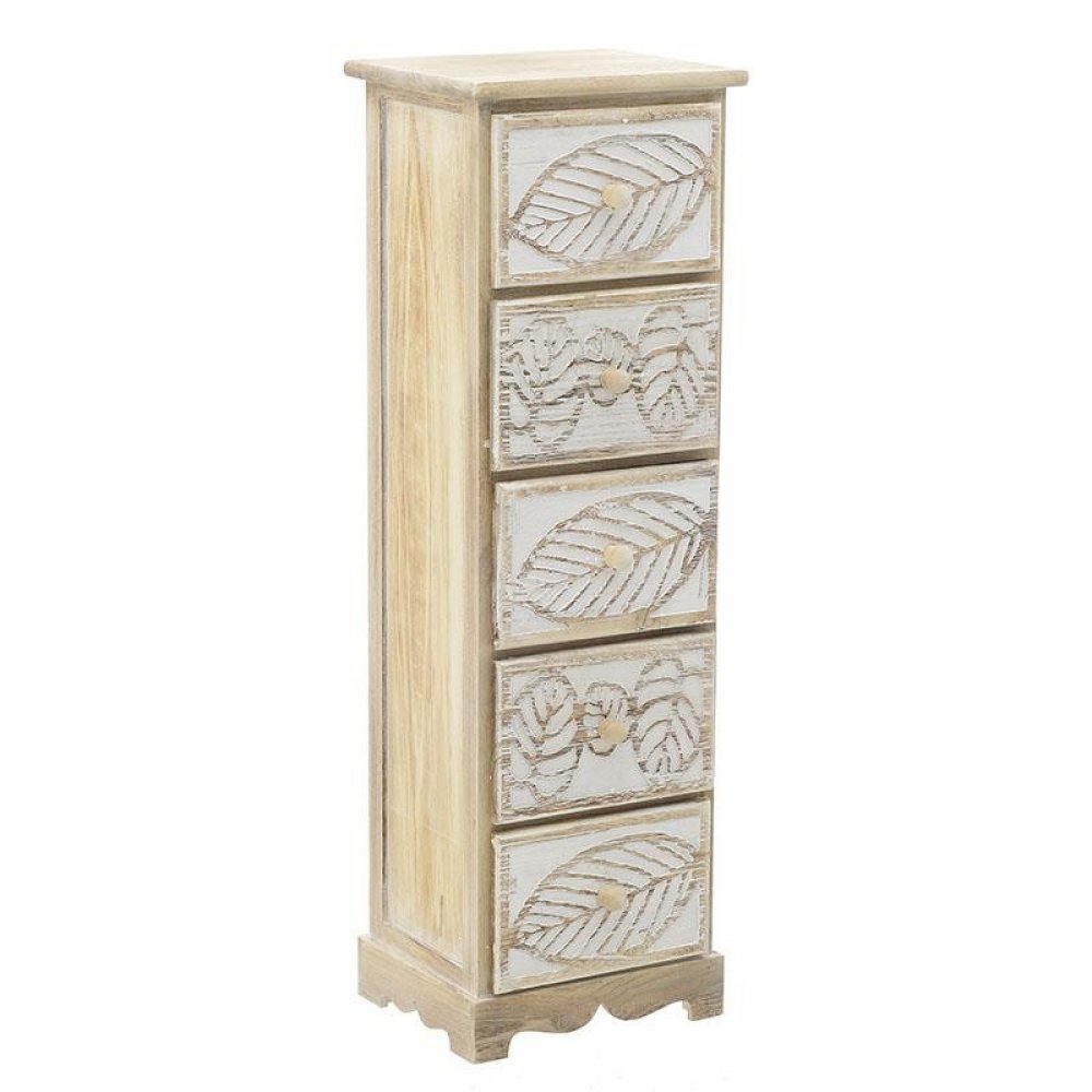Συρταριέρα "INART" ξύλινη σε χρώμα εκρού-λευκό 30x25x94
