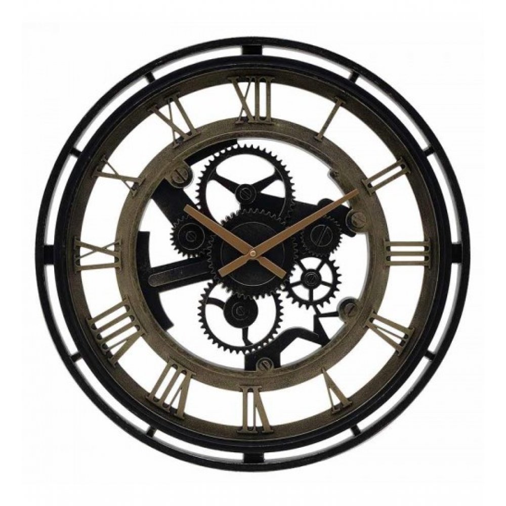 Ρολόι τοίχου πλαστκό της "INART" σε χρώμα μαύρο-χρυσό 50x4,5x50