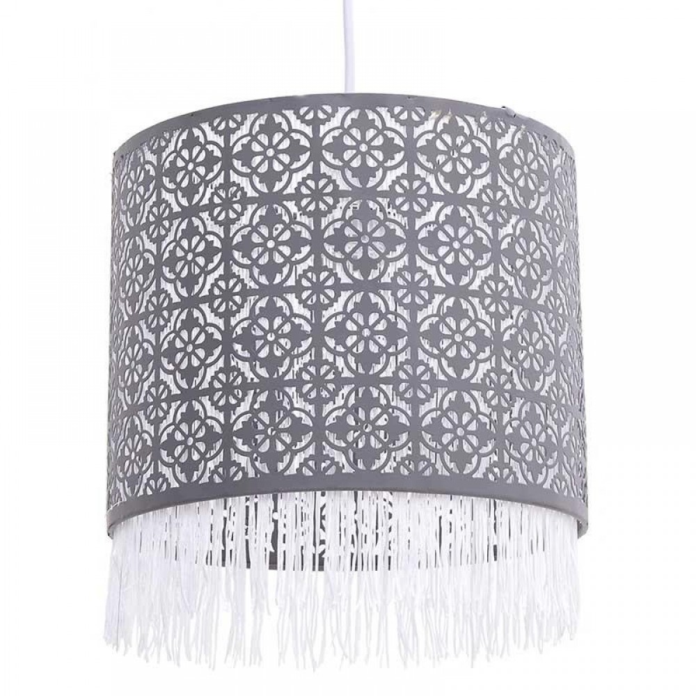 Mονόφωτο φωτιστικό από μέταλλο-κρόσσια σε γκρι χρώμα Δ25x28