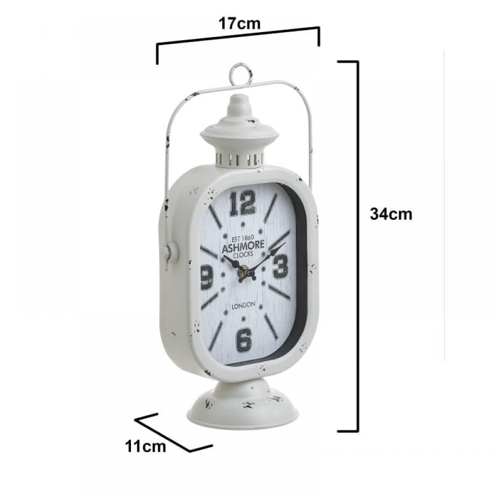 Επιτραπέζιο ρολόι από πλαστικό σε λευκό χρώμα 17x11x34