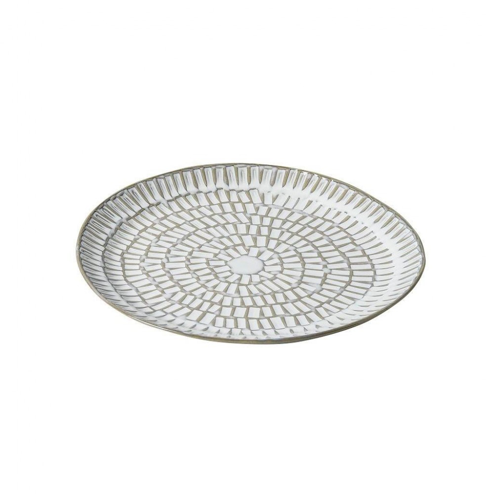 Πιατέλα διακοσμητική κεραμική σε λαδί χρώμα 35,7x34,5x3,1