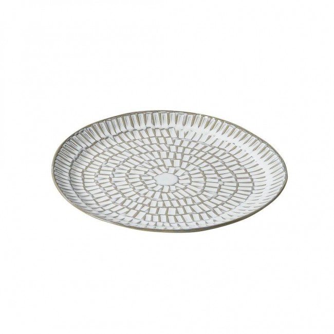 Πιατέλα διακοσμητική κεραμική σε λαδί χρώμα 35,7x34,5x3,1