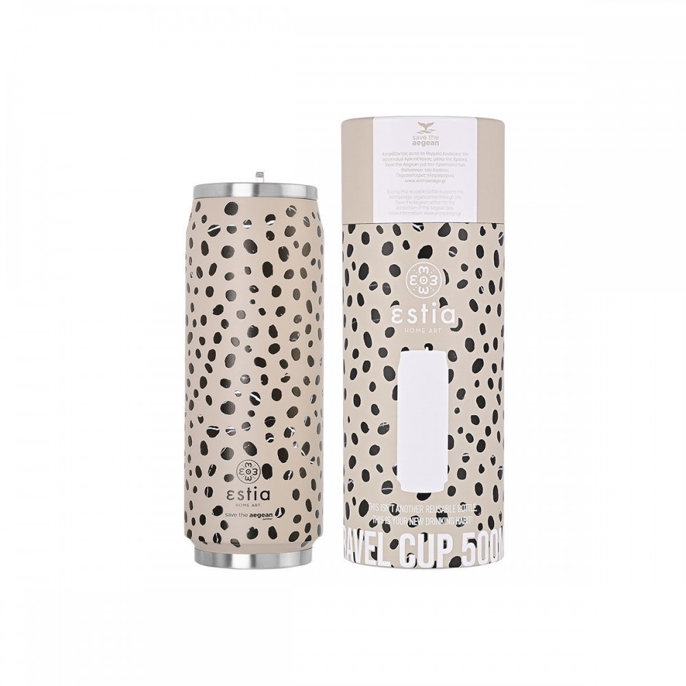 Θερμός travel cup "LEOPARD TAUPE " Save the Aegean 500ml