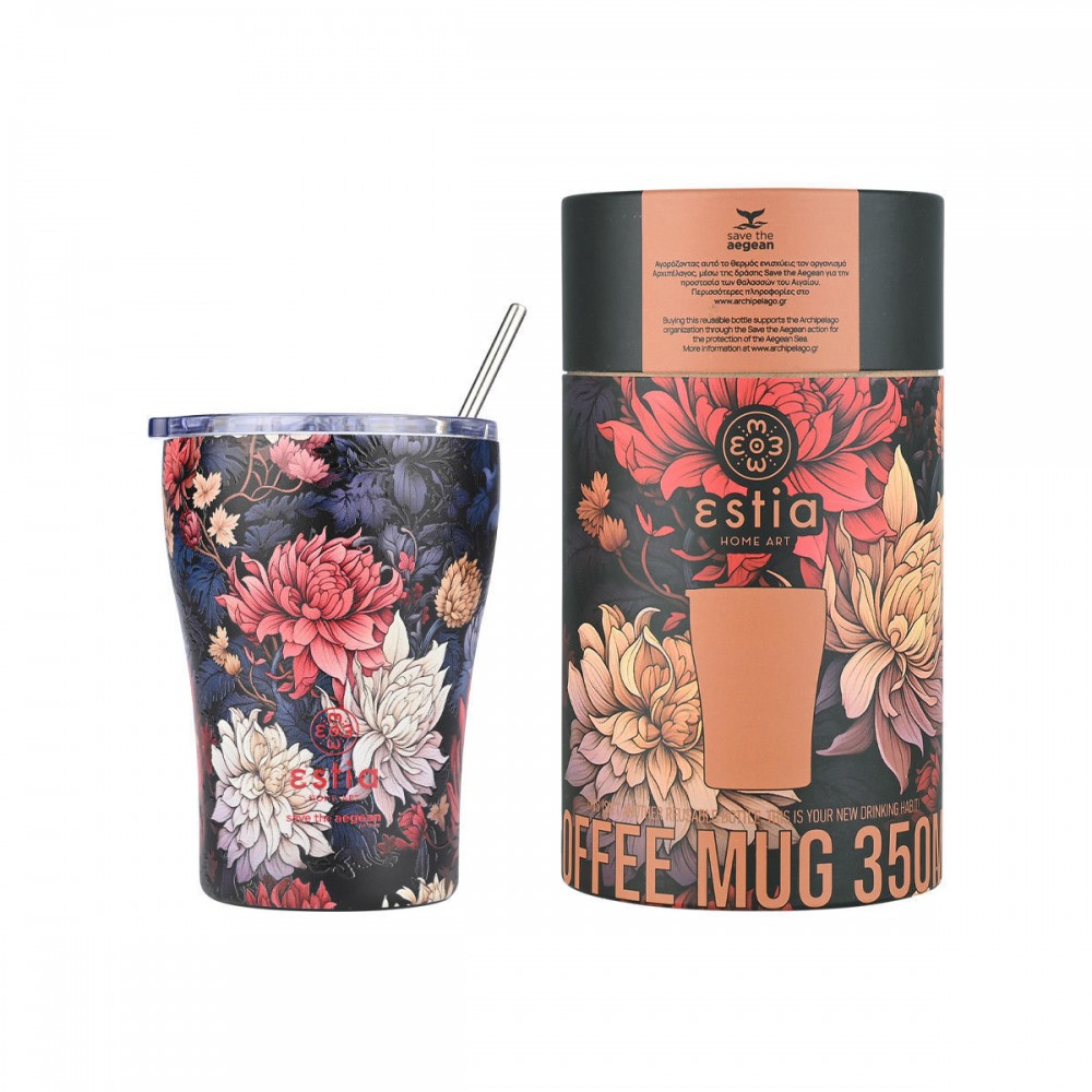 Θερμός coffee mug "MIDNIGHT BLOSSOM" Save the Aegean 350ml