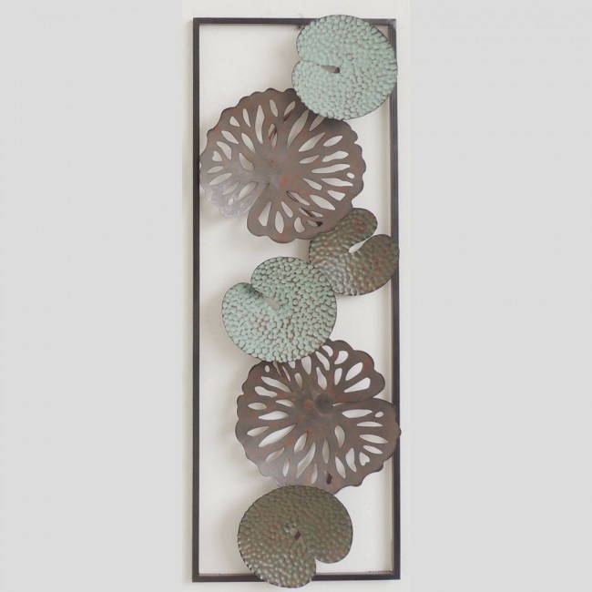 Διακοσμητικό τοίχου με φύλλα από μέταλλο σε χρώμα μπρονζέ/πράσινο 30x90