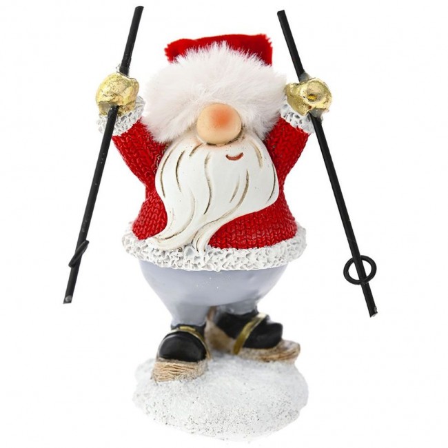 Αγιος Βασίλης σκιέρ από polyresin σε κόκκινο χρώμα 6,5x5,5x14,5