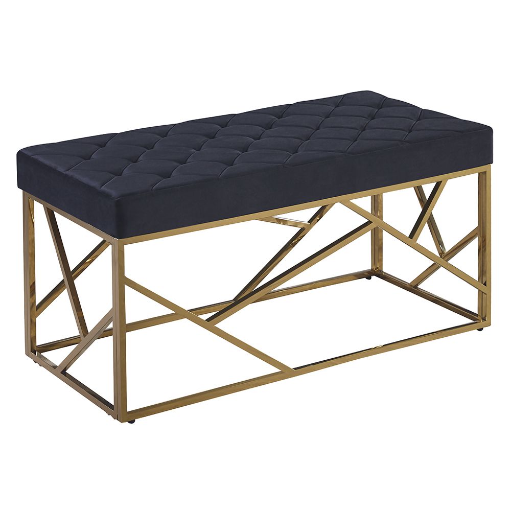 Σκαμπώ διθέσιο από ανοξείδωτο ατσάλι/ύφασμα σε χρυσό/μαύρο χρώμα 97x44x46