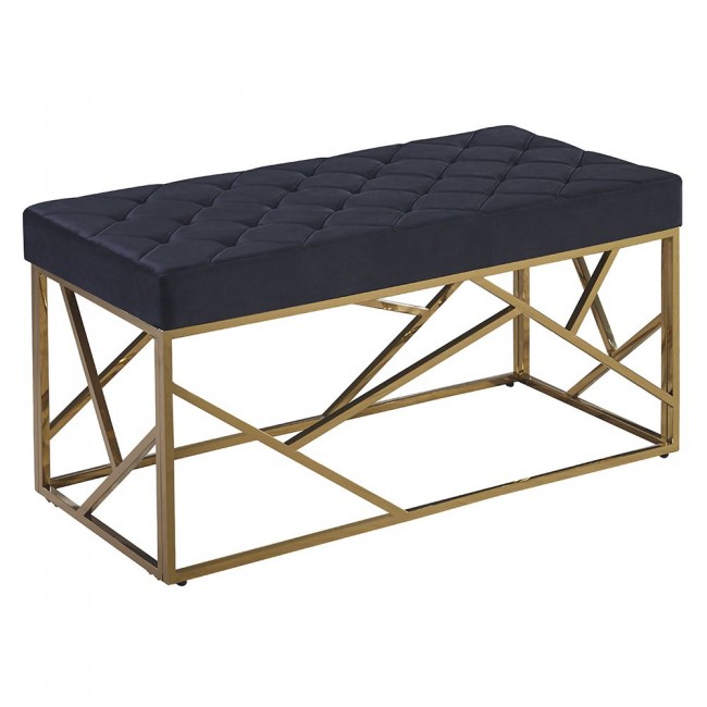 Σκαμπώ διθέσιο από ανοξείδωτο ατσάλι/ύφασμα σε χρυσό/μαύρο χρώμα 97x44x46