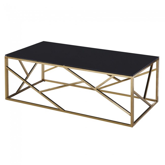 Τραπέζι σαλονιού από ανοξείδωτο ατσάλι/γυαλί σε χρυσό/μαύρο χρώμα 120x60x45