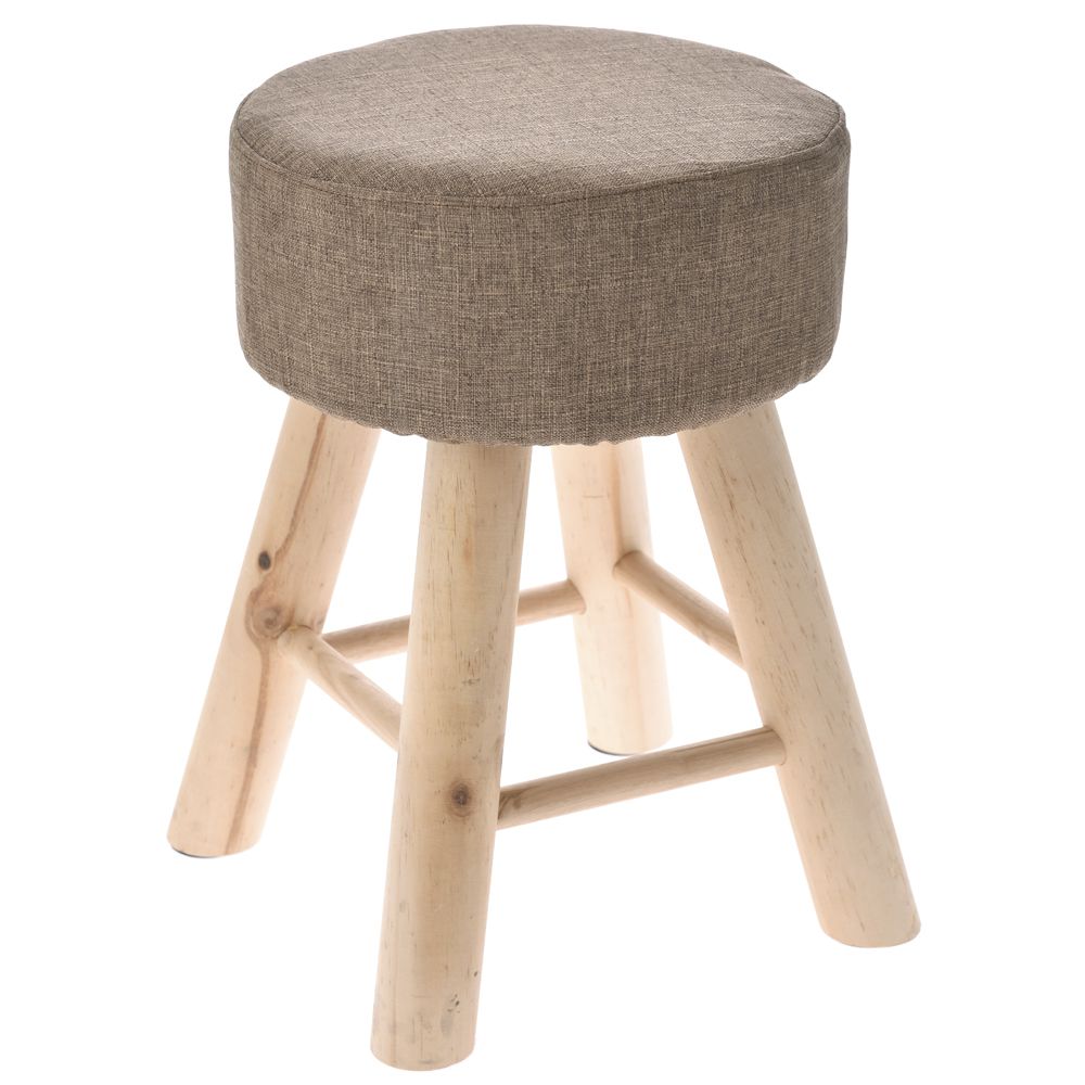 Σκαμπώ βοηθητικό από ξύλο/ύφασμα σε φυσικό/καφέ χρώμα Φ28x41