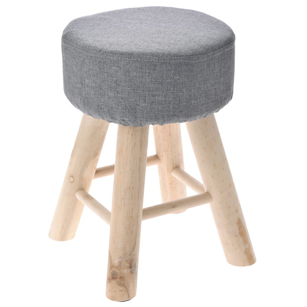 Σκαμπώ βοηθητικό από ξύλο/ύφασμα σε φυσικό/γκρι χρώμα Φ28x41