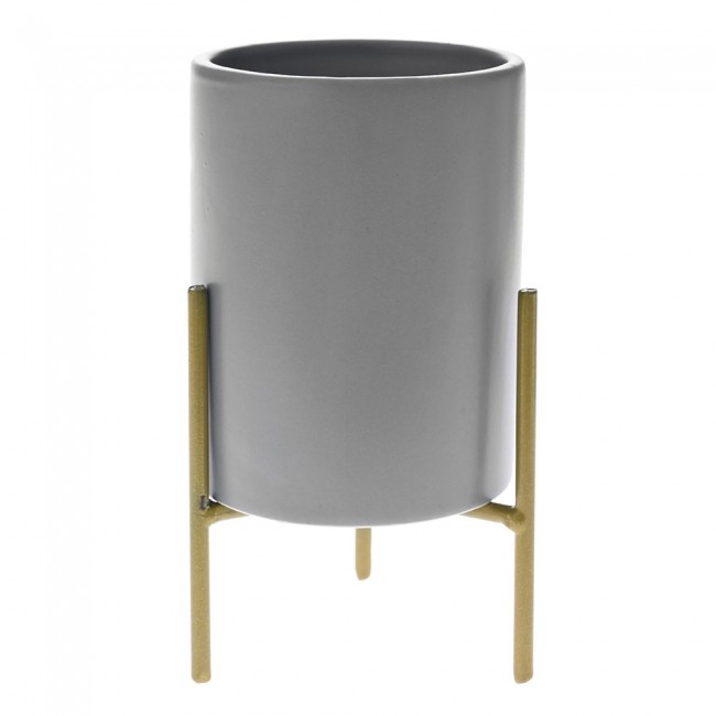 Κασπώ κεραμικό-μεταλλικό σε γκρι-χρυσό χρώμα Φ8x16