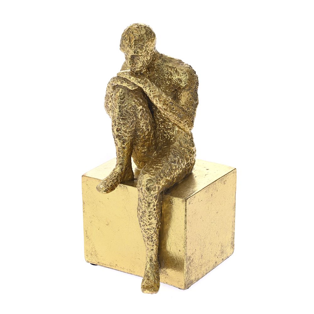 Διακοσμητική φιγούρα άντρα από πολυρεζίνη σε χρώμα χρυσό 10x12x22