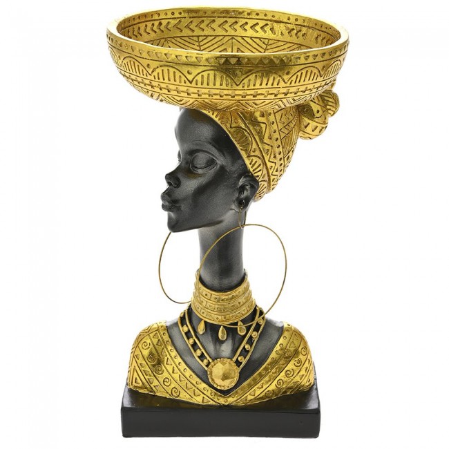 Διακοσμητική φιγούρα γυναίκας από πολυρεζίνη σε χρώμα μαύρο/χρυσό 17x17x31