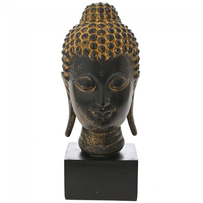 Διακοσμητική φιγούρα Βούδα από πολυρεζίνη σε χρώμα μαύρο/χρυσό 16x15x34