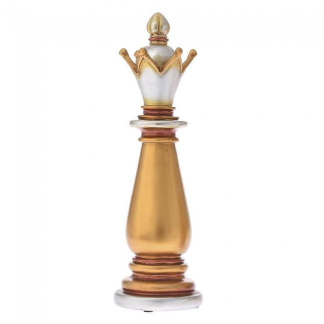 Διακοσμητική φιγούρα πιόνι σκακιού από πολυρεζίνη σε χρώμα χρυσό 11x11x40
