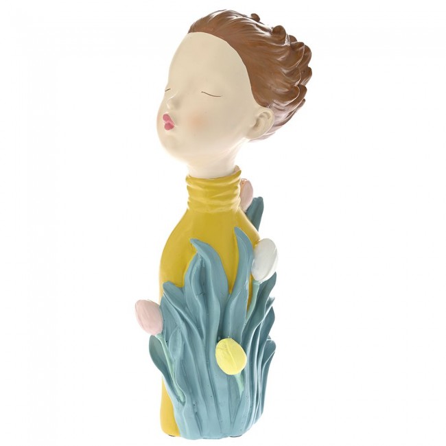 Διακοσμητική φιγούρα κοπέλας από πολυρεζίνη πολύχρωμη 14x10x33