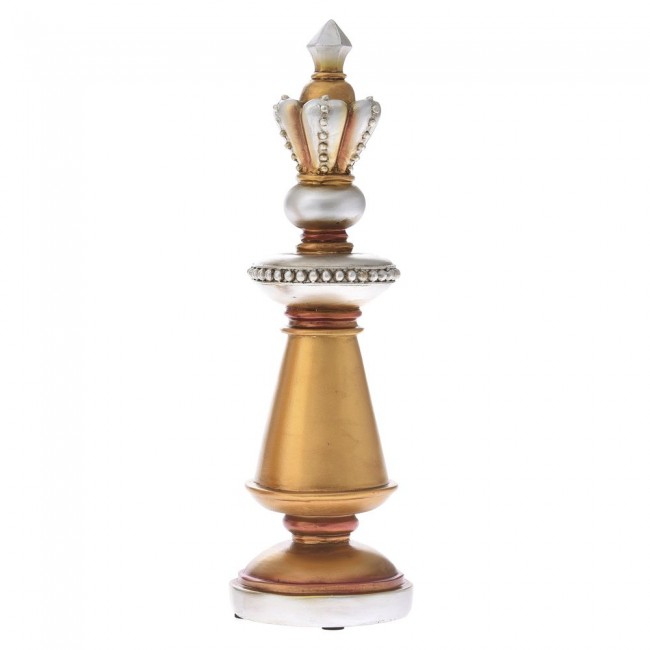 Διακοσμητική φιγούρα πιόνι σκακιού από πολυρεζίνη σε χρώμα χρυσό 11x11x33