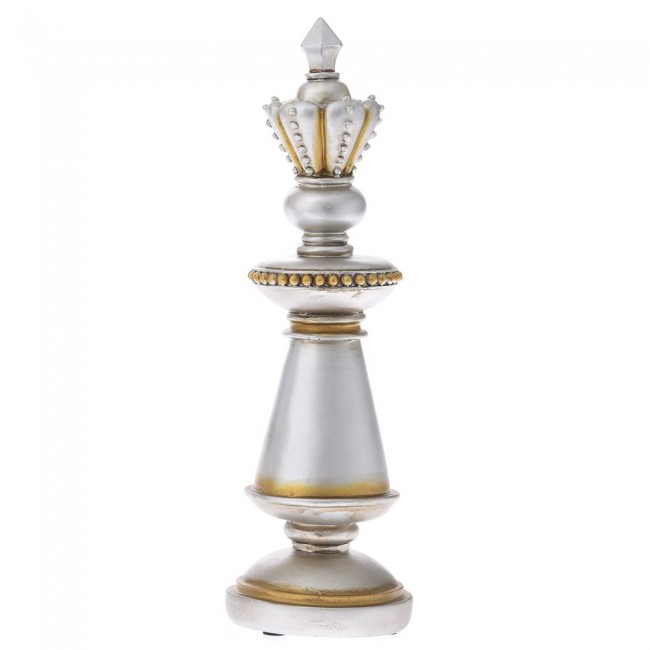 Διακοσμητική φιγούρα πιόνι σκακιού από πολυρεζίνη σε χρώμα ασημί 10x10x33