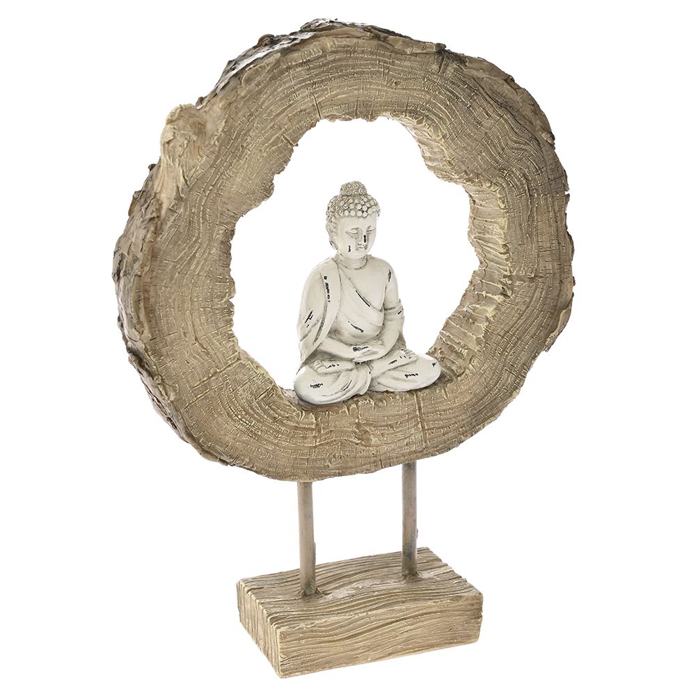 Διακοσμητική φιγούρα βούδα από πολυρεζίνη σε χρώμα φυσικό 20x5.5x26